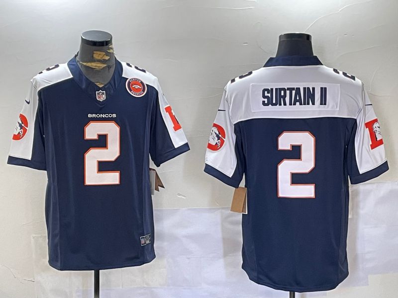 Men Denver Broncos #2 Surtain ii Blue 2024 Nike Limited NFL Jersey style 2